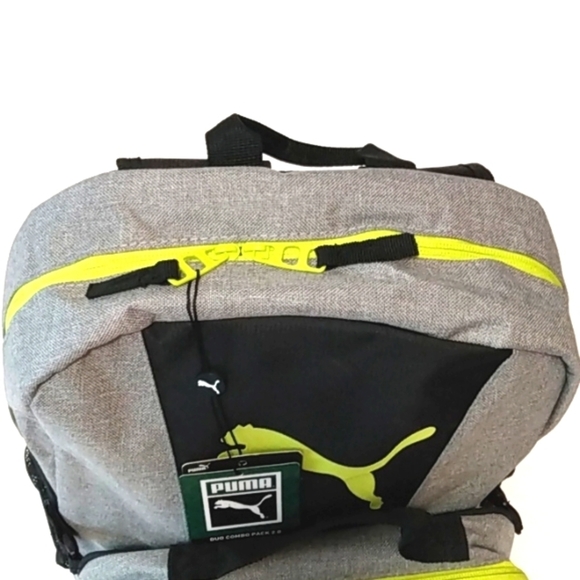 PUMA DUO COMBO 2.0 GRAY BLACK LIME GREEN BACKPACK SIZE OS NWT - Picture 7 of 12
